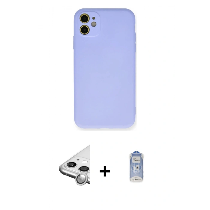 MARSİLYAN™- iPhone 11 Kılıf Ahenk Serisi - Siyah Joko Magic 5D Cam + Raze Metal Kamera Lens - GS