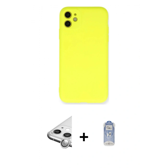 MARSİLYAN™- iPhone 11 Kılıf Ahenk Serisi - Siyah Joko Magic 5D Cam + Raze Metal Kamera Lens - GS
