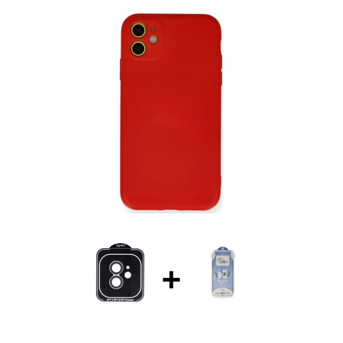 MARSİLYAN™- iPhone 11 Kılıf Ahenk Serisi - Siyah Joko Magic 5D Cam + Siyah PVD Metal Kamera Lens