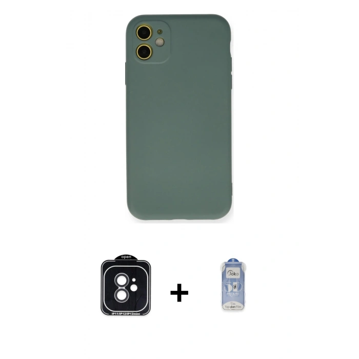 MARSİLYAN™- iPhone 11 Kılıf Ahenk Serisi - Siyah Joko Magic 5D Cam + Siyah PVD Metal Kamera Lens