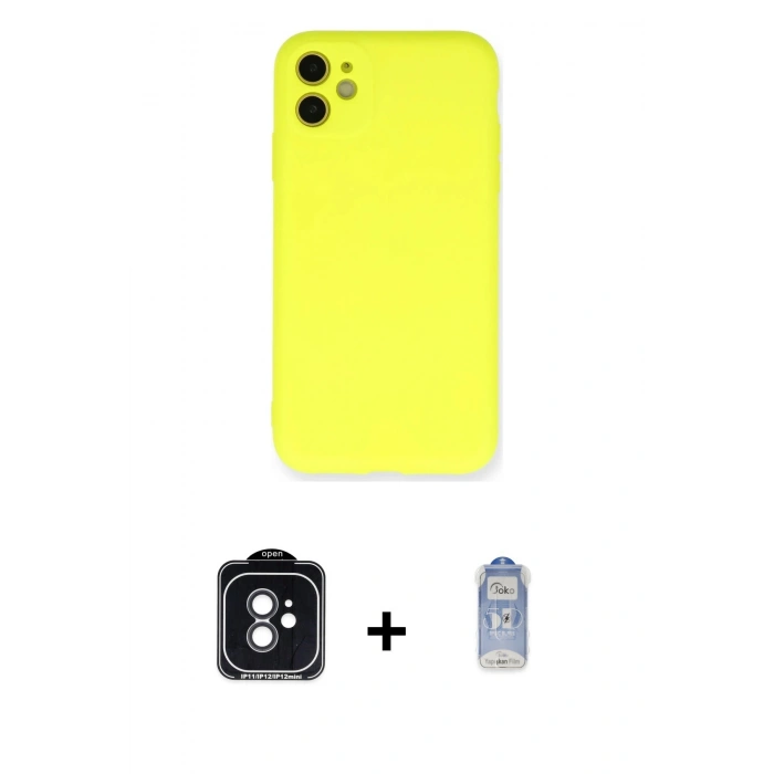 MARSİLYAN™- iPhone 11 Kılıf Ahenk Serisi - Siyah Joko Magic 5D Cam + Siyah PVD Metal Kamera Lens