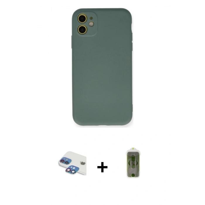 MARSİLYAN™- iPhone 11 Kılıf Ahenk Serisi - Siyah Joko Magic 5D Hayalet Cam + Pers Alüminyum Kamera Lens - GI