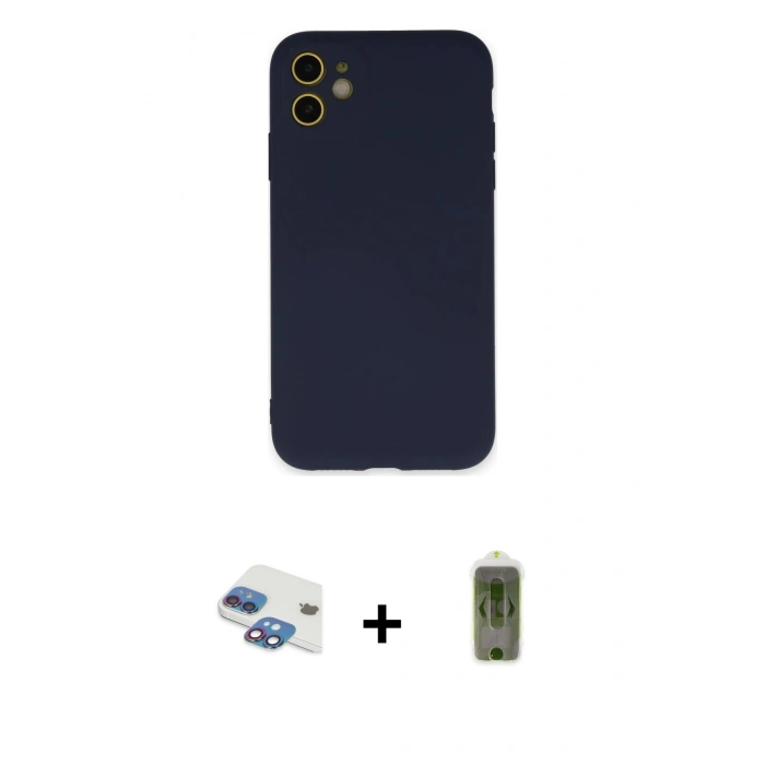 MARSİLYAN™- iPhone 11 Kılıf Ahenk Serisi - Siyah Joko Magic 5D Hayalet Cam + Pers Alüminyum Kamera Lens - GI