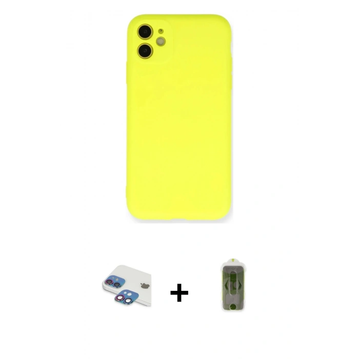MARSİLYAN™- iPhone 11 Kılıf Ahenk Serisi - Siyah Joko Magic 5D Hayalet Cam + Pers Alüminyum Kamera Lens - GI