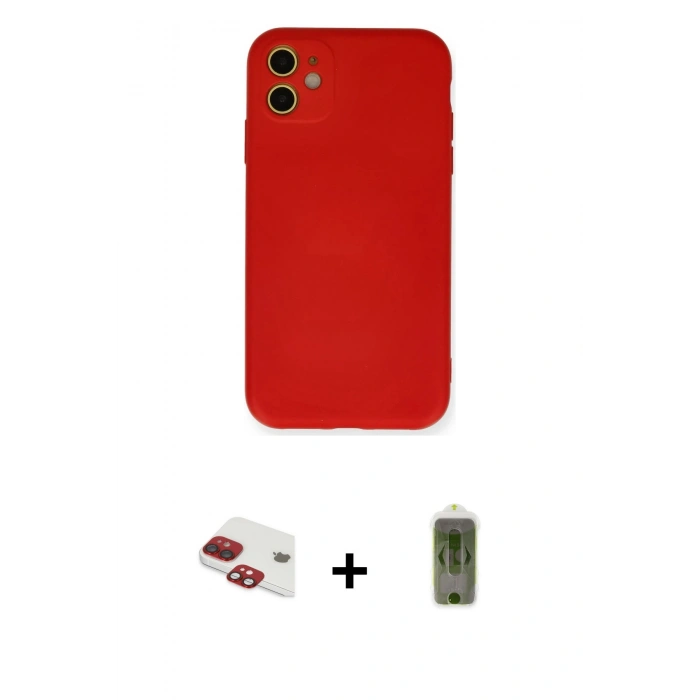 MARSİLYAN™- iPhone 11 Kılıf Ahenk Serisi - Siyah Joko Magic 5D Hayalet Cam + Pers Alüminyum Kamera Lens - KI
