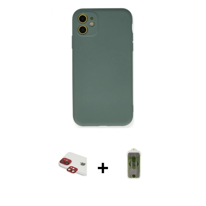 MARSİLYAN™- iPhone 11 Kılıf Ahenk Serisi - Siyah Joko Magic 5D Hayalet Cam + Pers Alüminyum Kamera Lens - KI
