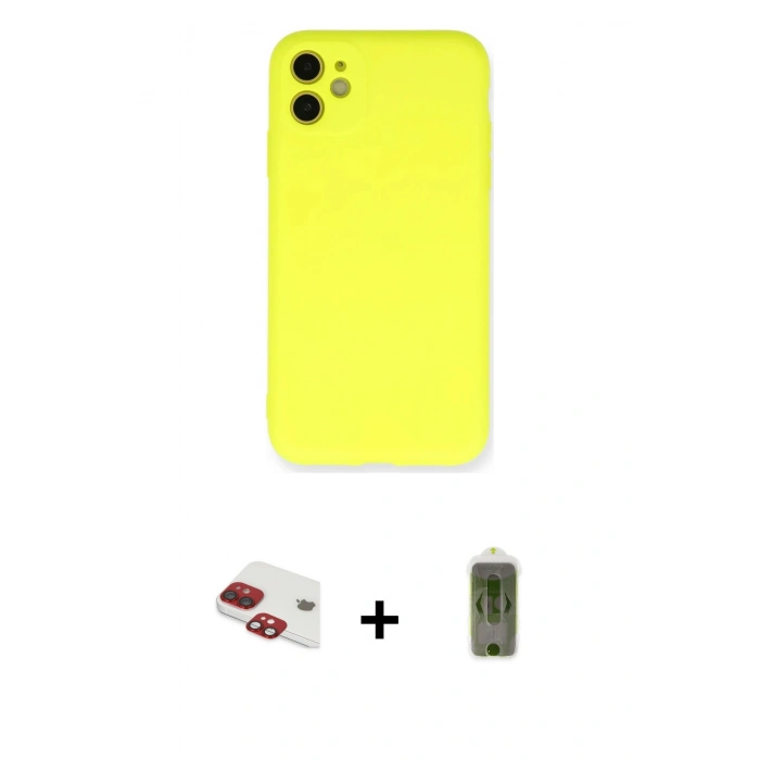 MARSİLYAN™- iPhone 11 Kılıf Ahenk Serisi - Siyah Joko Magic 5D Hayalet Cam + Pers Alüminyum Kamera Lens - KI