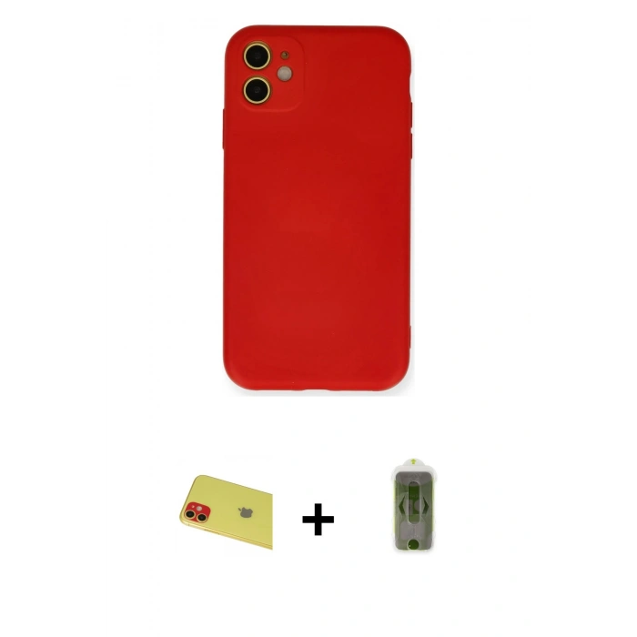 MARSİLYAN™- iPhone 11 Kılıf Ahenk Serisi - Siyah Joko Magic 5D Hayalet Cam + Rainbow Kamera Lens Koruma Cam - KI