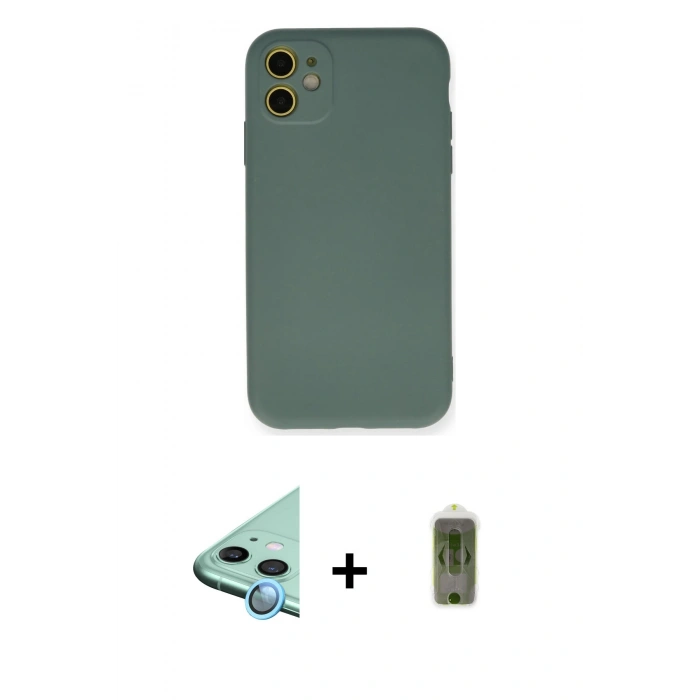 MARSİLYAN™- iPhone 11 Kılıf Ahenk Serisi - Siyah Joko Magic 5D Hayalet Cam + Raze Metal Kamera Lens - MI
