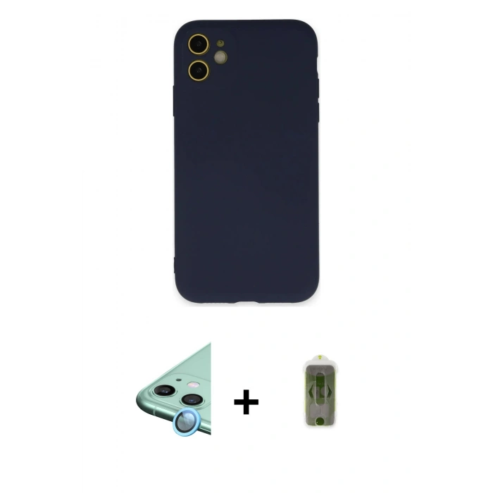 MARSİLYAN™- iPhone 11 Kılıf Ahenk Serisi - Siyah Joko Magic 5D Hayalet Cam + Raze Metal Kamera Lens - MI