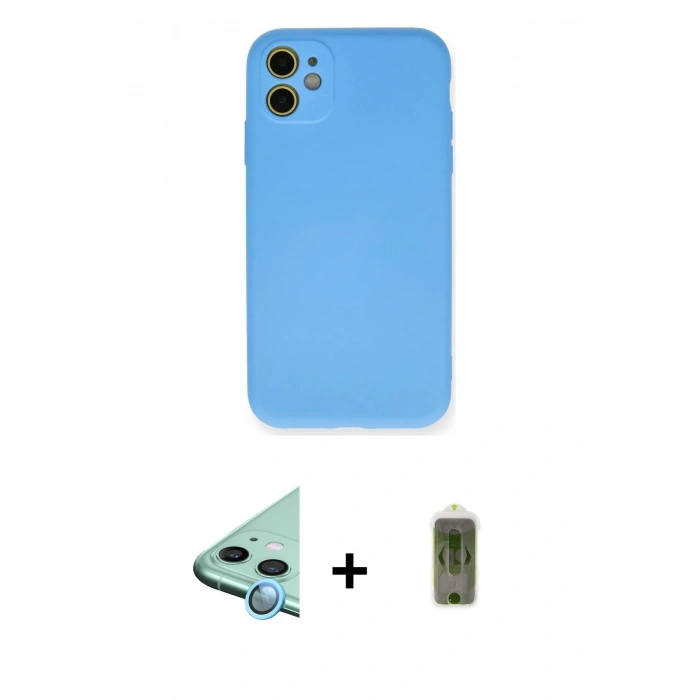 MARSİLYAN™- iPhone 11 Kılıf Ahenk Serisi - Siyah Joko Magic 5D Hayalet Cam + Raze Metal Kamera Lens - MI