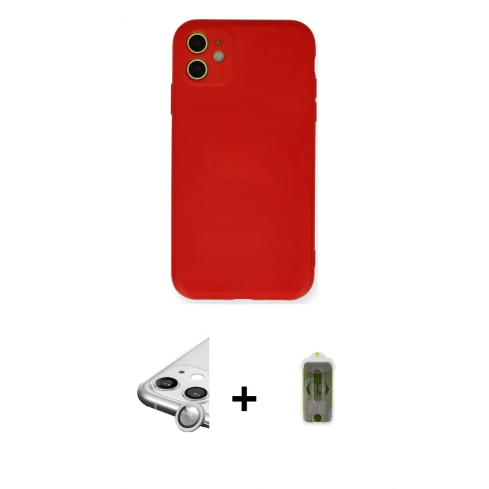 MARSİLYAN™- iPhone 11 Kılıf Ahenk Serisi - Siyah Joko Magic 5D Hayalet Cam + Raze Metal Kamera Lens - GS