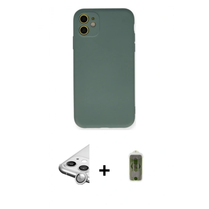 MARSİLYAN™- iPhone 11 Kılıf Ahenk Serisi - Siyah Joko Magic 5D Hayalet Cam + Raze Metal Kamera Lens - GS