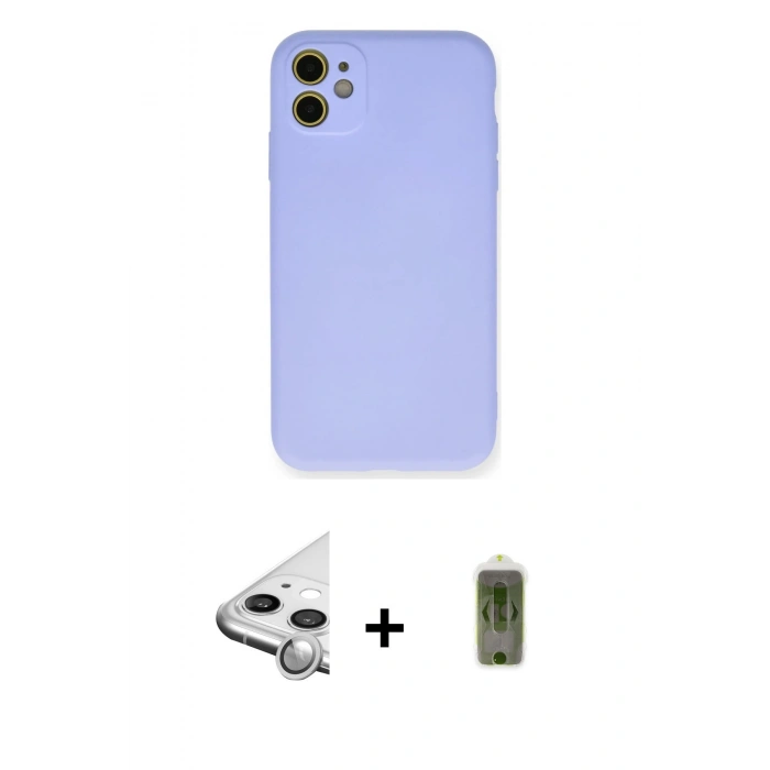 MARSİLYAN™- iPhone 11 Kılıf Ahenk Serisi - Siyah Joko Magic 5D Hayalet Cam + Raze Metal Kamera Lens - GS