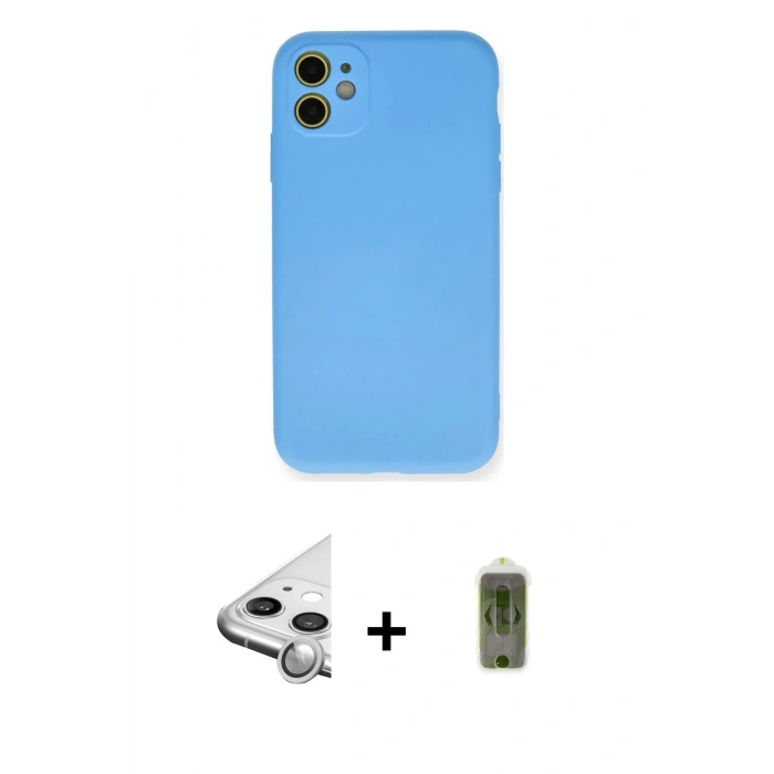 MARSİLYAN™- iPhone 11 Kılıf Ahenk Serisi - Siyah Joko Magic 5D Hayalet Cam + Raze Metal Kamera Lens - GS