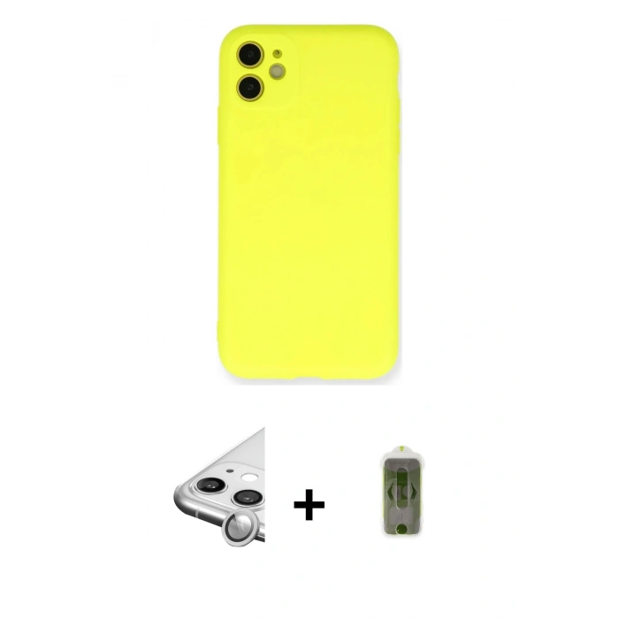 MARSİLYAN™- iPhone 11 Kılıf Ahenk Serisi - Siyah Joko Magic 5D Hayalet Cam + Raze Metal Kamera Lens - GS