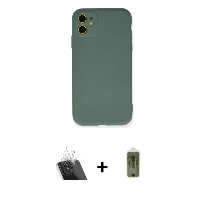 MARSİLYAN™- iPhone 11 Kılıf Ahenk Serisi - Siyah Joko Magic 5D Hayalet Cam + Kamera Lens Koruma Cam - SF
