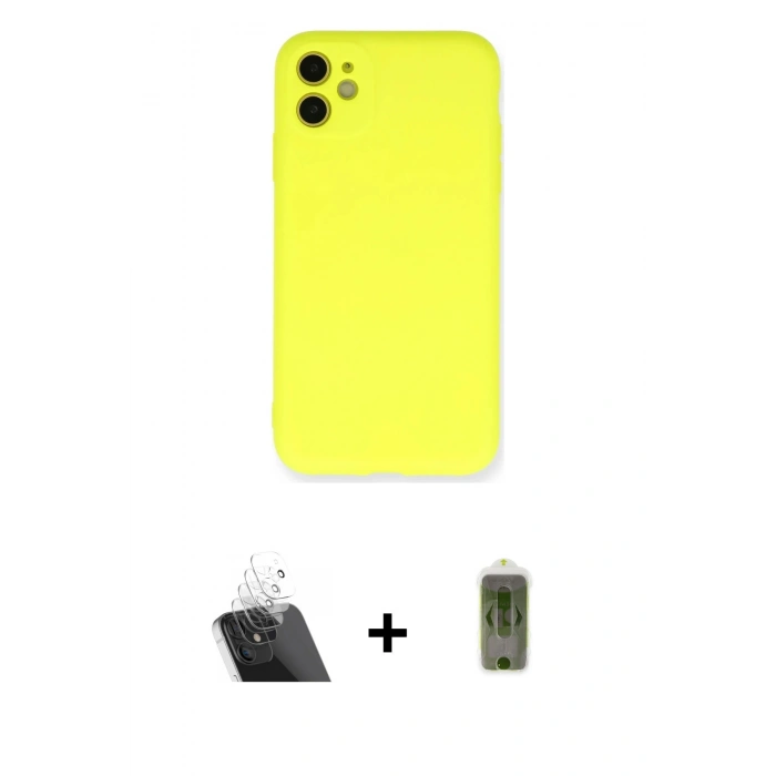 MARSİLYAN™- iPhone 11 Kılıf Ahenk Serisi - Siyah Joko Magic 5D Hayalet Cam + Kamera Lens Koruma Cam - SF