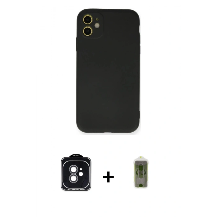MARSİLYAN™- iPhone 11 Kılıf Ahenk Serisi - Siyah Joko Magic 5D Hayalet Cam + PVD Metal Kamera Lens - SH