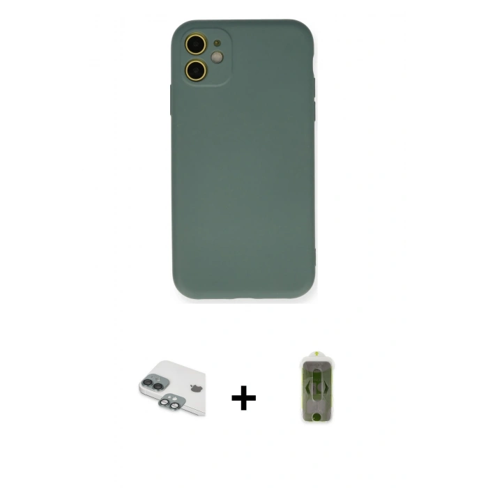 MARSİLYAN™- iPhone 11 Kılıf Ahenk Serisi - Siyah Joko Magic 5D Hayalet Cam + Pers Alüminyum Kamera Lens - YL