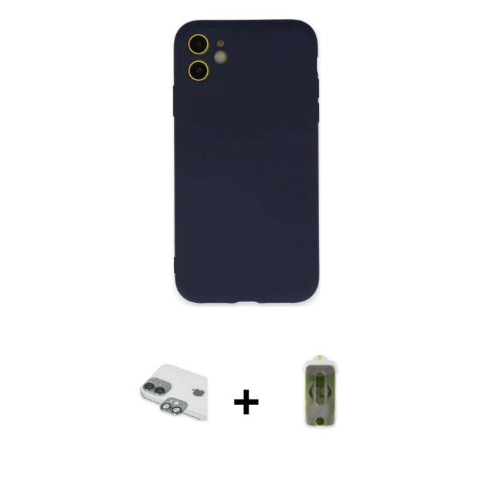 MARSİLYAN™- iPhone 11 Kılıf Ahenk Serisi - Siyah Joko Magic 5D Hayalet Cam + Pers Alüminyum Kamera Lens - YL