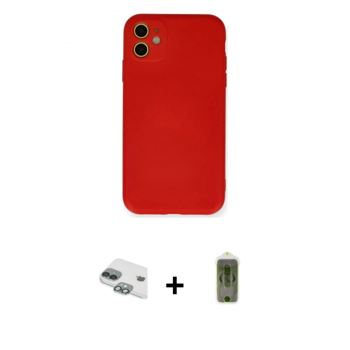 MARSİLYAN™- iPhone 11 Kılıf Ahenk Serisi - Siyah Joko Magic 5D Hayalet Cam + Pers Alüminyum Kamera Lens - YL