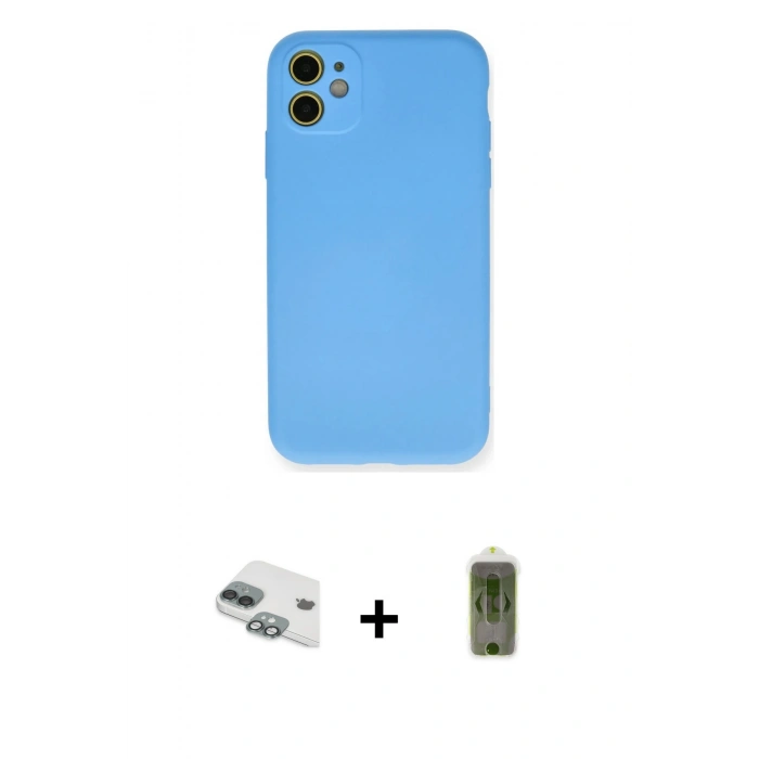 MARSİLYAN™- iPhone 11 Kılıf Ahenk Serisi - Siyah Joko Magic 5D Hayalet Cam + Pers Alüminyum Kamera Lens - YL
