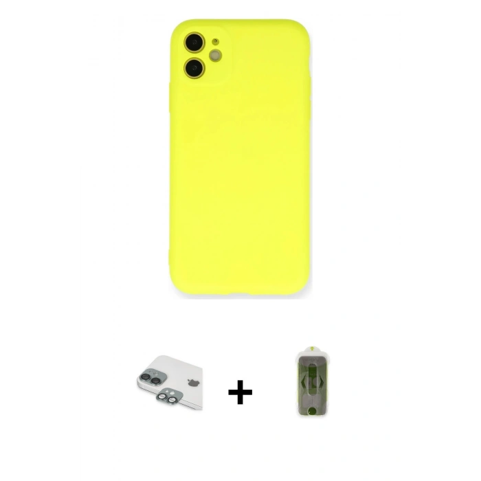 MARSİLYAN™- iPhone 11 Kılıf Ahenk Serisi - Siyah Joko Magic 5D Hayalet Cam + Pers Alüminyum Kamera Lens - YL