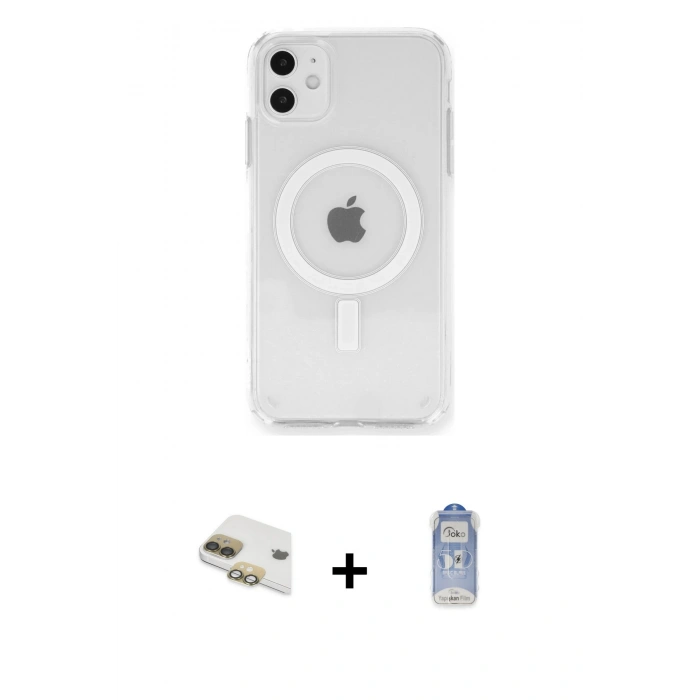 MARSİLYAN™- iPhone 11 Kılıf Ahenk Yansıma Prime - Siyah Joko Magic 5D Cam + Pers Alüminyum Kamera Lens - GD