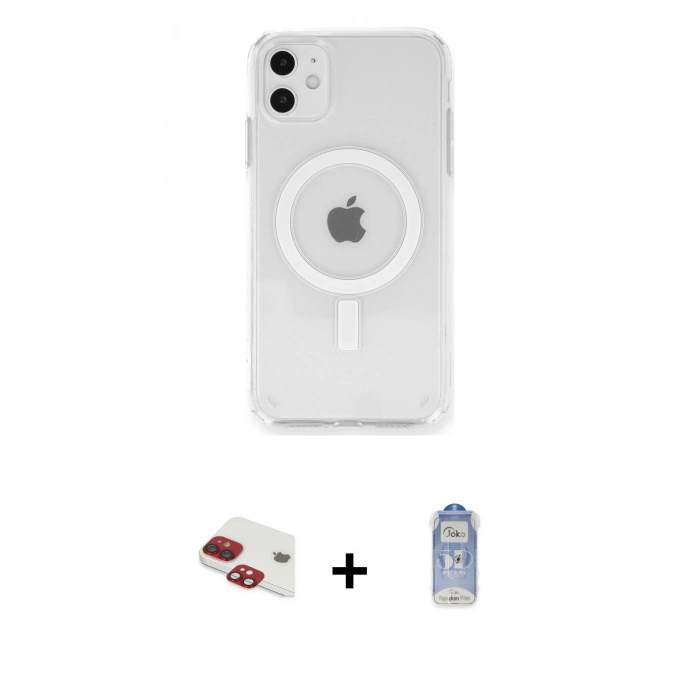 MARSİLYAN™- iPhone 11 Kılıf Ahenk Yansıma Prime - Siyah Joko Magic 5D Cam + Pers Alüminyum Kamera Lens - KI
