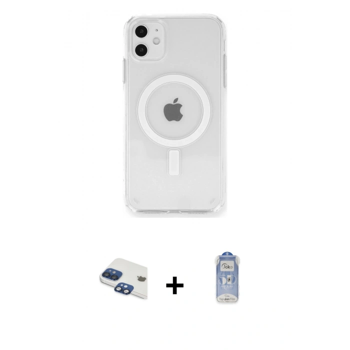 MARSİLYAN™- iPhone 11 Kılıf Ahenk Yansıma Prime - Siyah Joko Magic 5D Cam + Pers Alüminyum Kamera Lens - LT