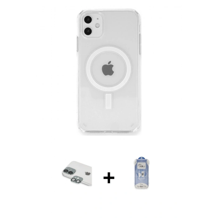 MARSİLYAN™- iPhone 11 Kılıf Ahenk Yansıma Prime - Siyah Joko Magic 5D Cam + Pers Alüminyum Kamera Lens - YL