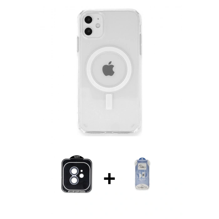 MARSİLYAN™- iPhone 11 Kılıf Ahenk Yansıma Prime - Siyah Joko Magic 5D Cam + PVD Metal Kamera Lens - MI