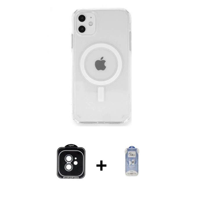MARSİLYAN™- iPhone 11 Kılıf Ahenk Yansıma Prime - Siyah Joko Magic 5D Cam + PVD Metal Kamera Lens - YL