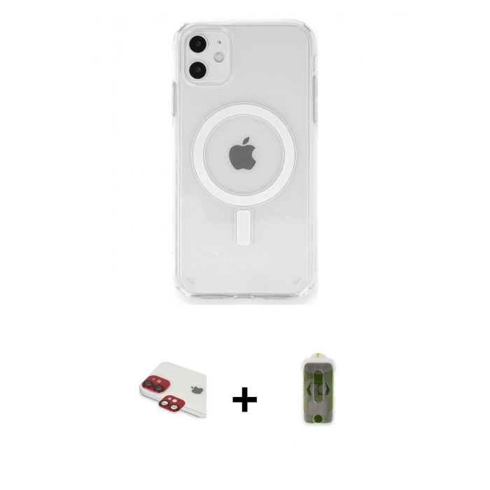 MARSİLYAN™- iPhone 11 Kılıf Ahenk Yansıma Prime - Siyah Joko Magic 5D Hayalet Cam + Pers Alüminyum Kamera Lens - KI