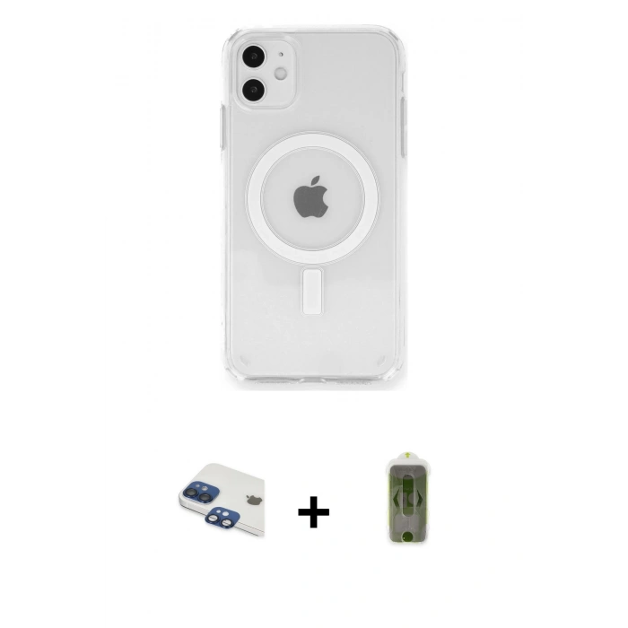 MARSİLYAN™- iPhone 11 Kılıf Ahenk Yansıma Prime - Siyah Joko Magic 5D Hayalet Cam + Pers Alüminyum Kamera Lens - LT