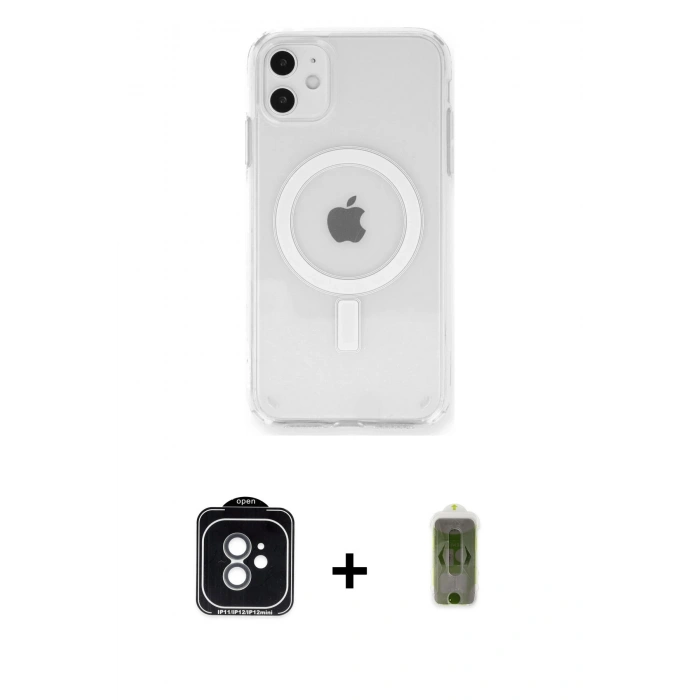 MARSİLYAN™- iPhone 11 Kılıf Ahenk Yansıma Prime - Siyah Joko Magic 5D Hayalet Cam + PVD Metal Kamera Lens - YL