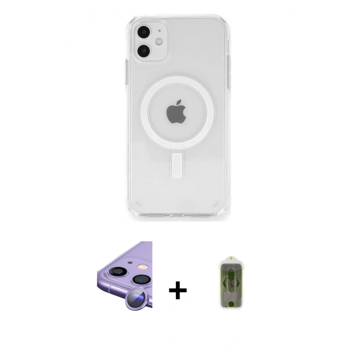 MARSİLYAN™- iPhone 11 Kılıf Ahenk Yansıma Prime - Siyah Joko Magic 5D Hayalet Cam + Raze Metal Kamera Lens - MR