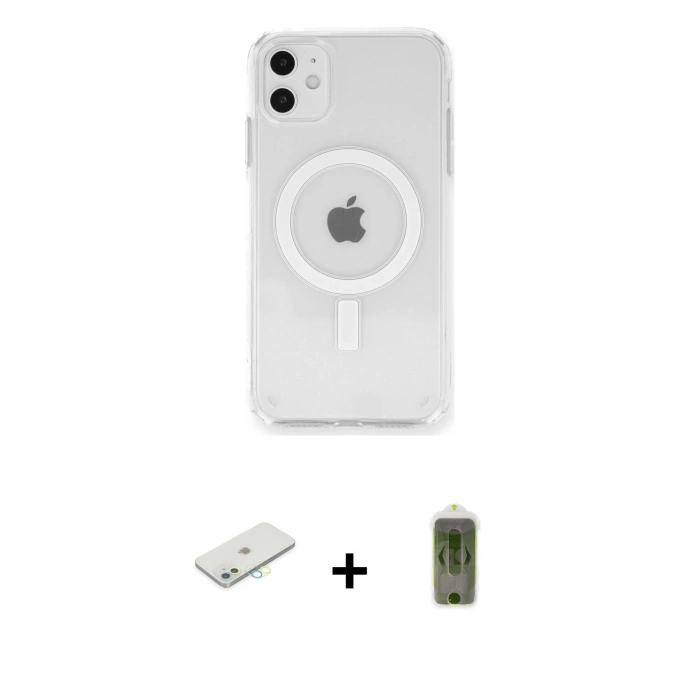 MARSİLYAN™- iPhone 11 Kılıf Ahenk Yansıma Prime - Siyah Joko Magic 5D Hayalet Cam + Renkli Kamera Lens Koruma Cam - SI