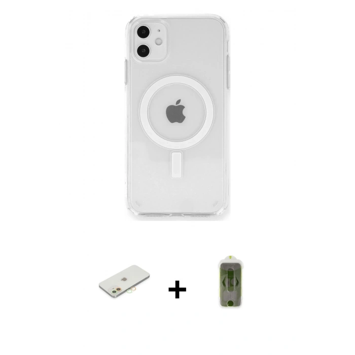 MARSİLYAN™- iPhone 11 Kılıf Ahenk Yansıma Prime - Siyah Joko Magic 5D Hayalet Cam + Renkli Kamera Lens Koruma Cam - TU