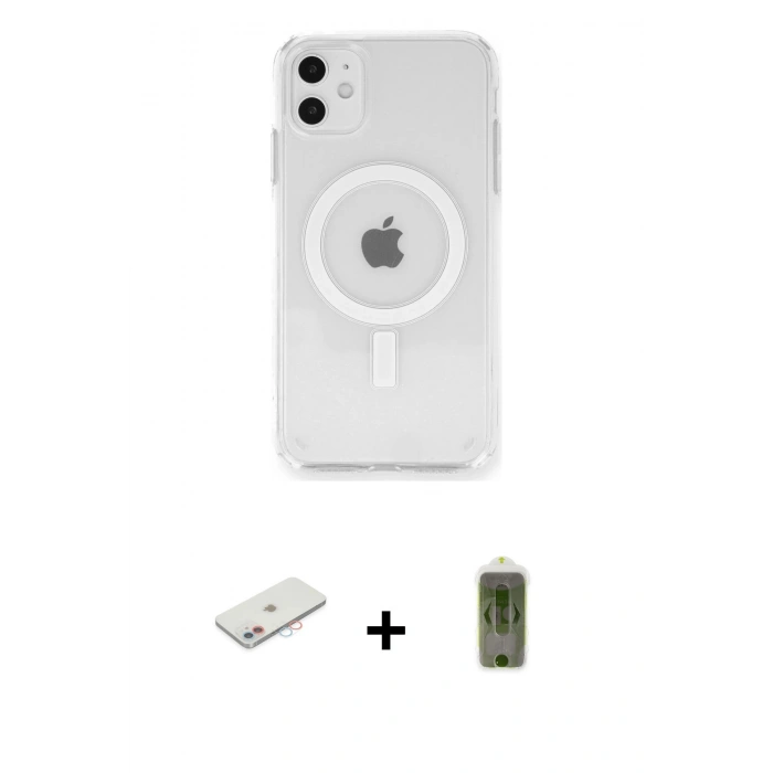 MARSİLYAN™- iPhone 11 Kılıf Ahenk Yansıma Prime - Siyah Joko Magic 5D Hayalet Cam + Renkli Kamera Lens Koruma Cam - PE