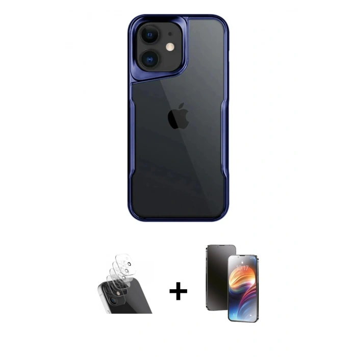 MARSİLYAN™- iPhone 11 Kılıf Akış Çizgi Koleksiyonu - Siyah 3D Antistatik Mat Seramik Nano Ekran Koruyucu + Kamera Lens Koruma Cam - SF