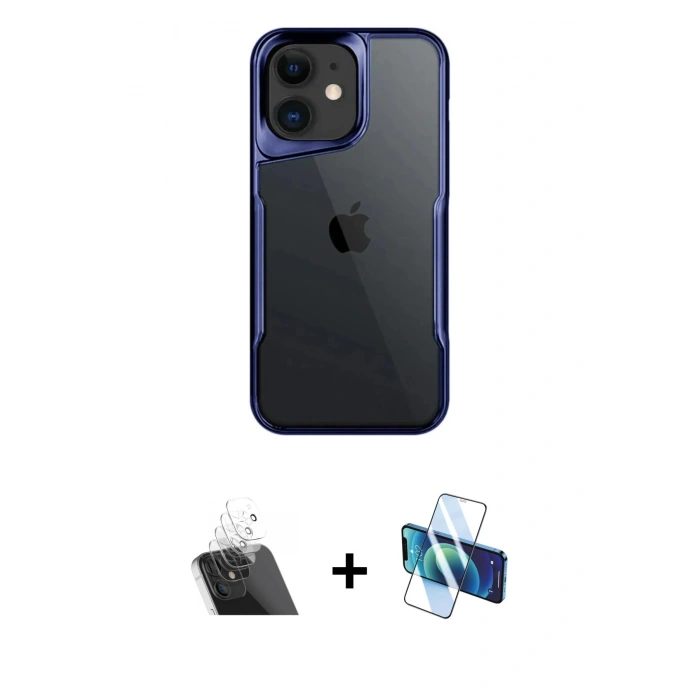 MARSİLYAN™- iPhone 11 Kılıf Akış Çizgi Koleksiyonu - Siyah 3D Antistatik Seramik Nano Ekran Koruyucu + Kamera Lens Koruma Cam - SF