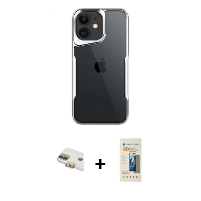 MARSİLYAN™- iPhone 11 Kılıf Akış Çizgi Koleksiyonu - Siyah 6D Mat Seramik Hayalet Nano Ekran Koruyucu + Pers Alüminyum Kamera Lens - GD