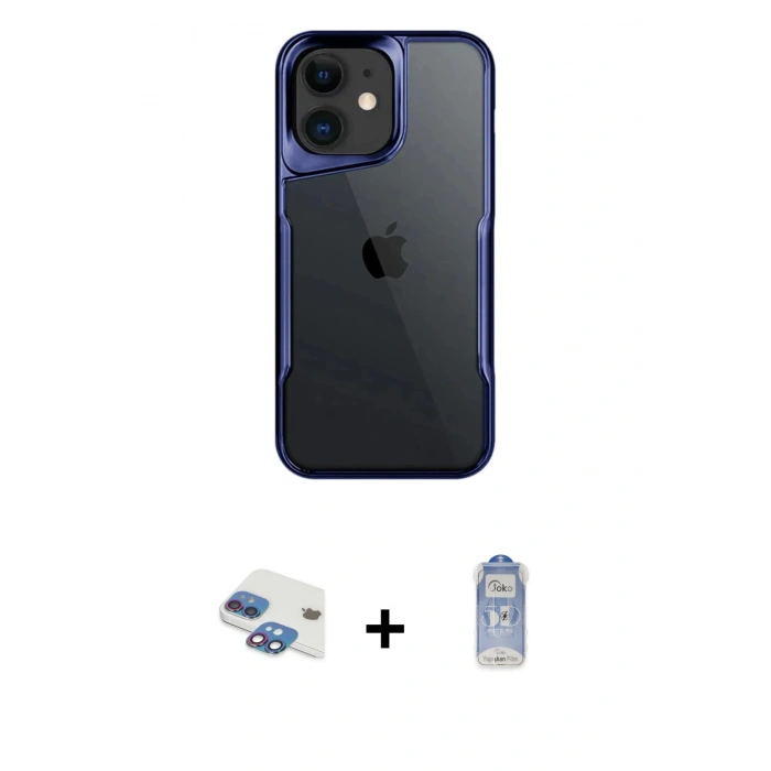 MARSİLYAN™- iPhone 11 Kılıf Akış Çizgi Koleksiyonu - Siyah Joko Magic 5D Cam + Pers Alüminyum Kamera Lens - GI