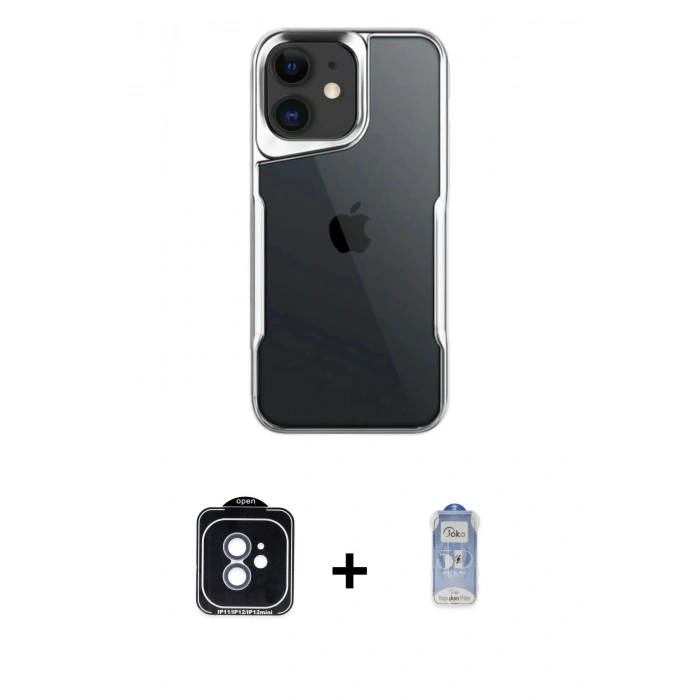 MARSİLYAN™- iPhone 11 Kılıf Akış Çizgi Koleksiyonu - Siyah Joko Magic 5D Cam + PVD Metal Kamera Lens - MI