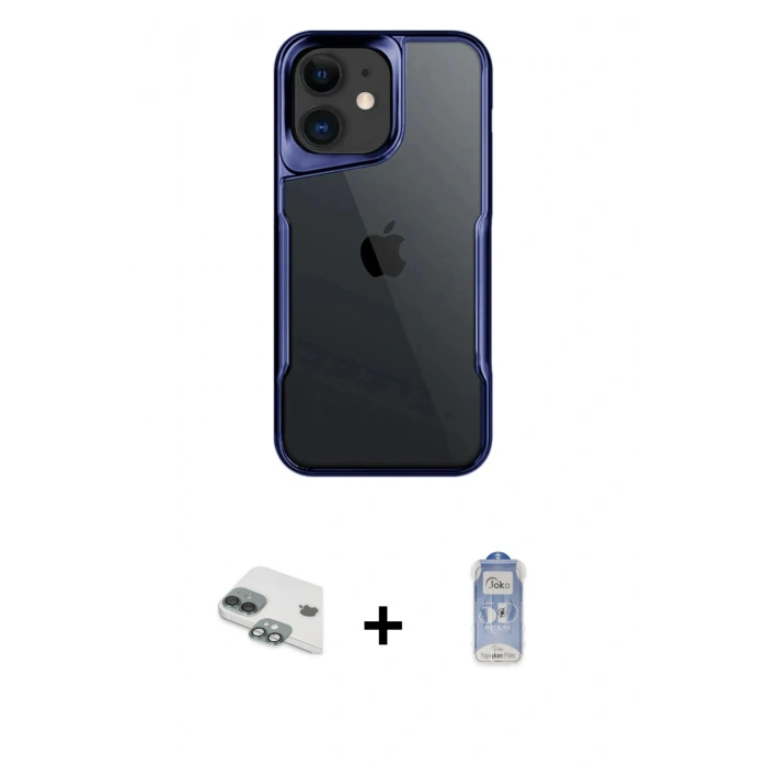 MARSİLYAN™- iPhone 11 Kılıf Akış Çizgi Koleksiyonu - Siyah Joko Magic 5D Cam + Pers Alüminyum Kamera Lens - YL