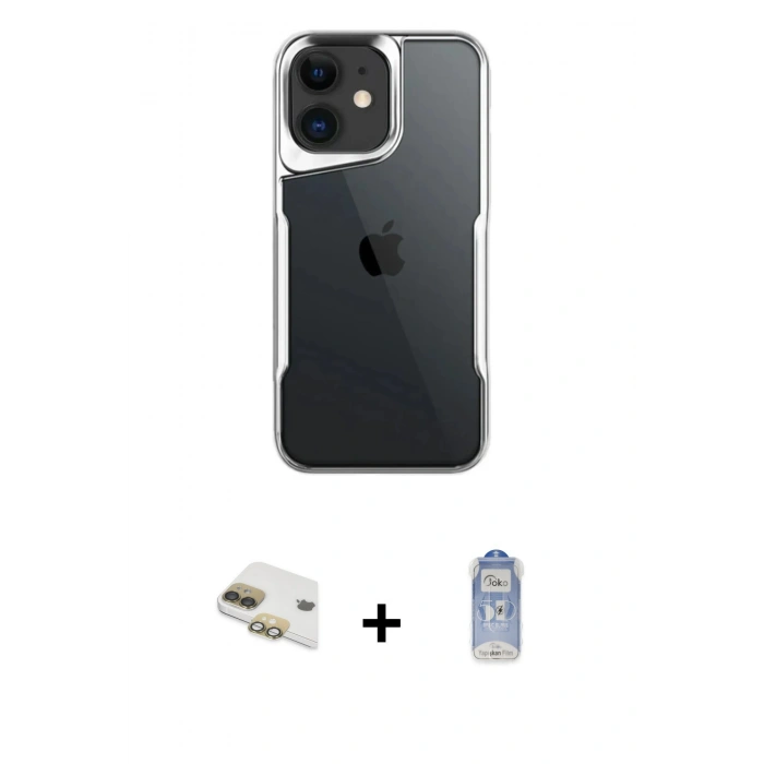 MARSİLYAN™- iPhone 11 Kılıf Akış Çizgi Koleksiyonu - Siyah Joko Magic 5D Cam + Pers Alüminyum Kamera Lens - GD
