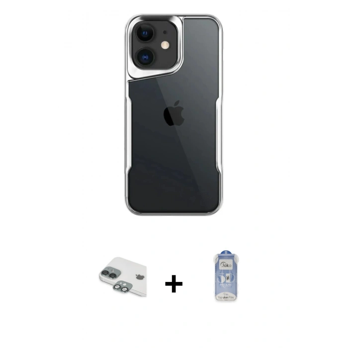 MARSİLYAN™- iPhone 11 Kılıf Akış Çizgi Koleksiyonu - Siyah Joko Magic 5D Cam + Pers Alüminyum Kamera Lens - YL