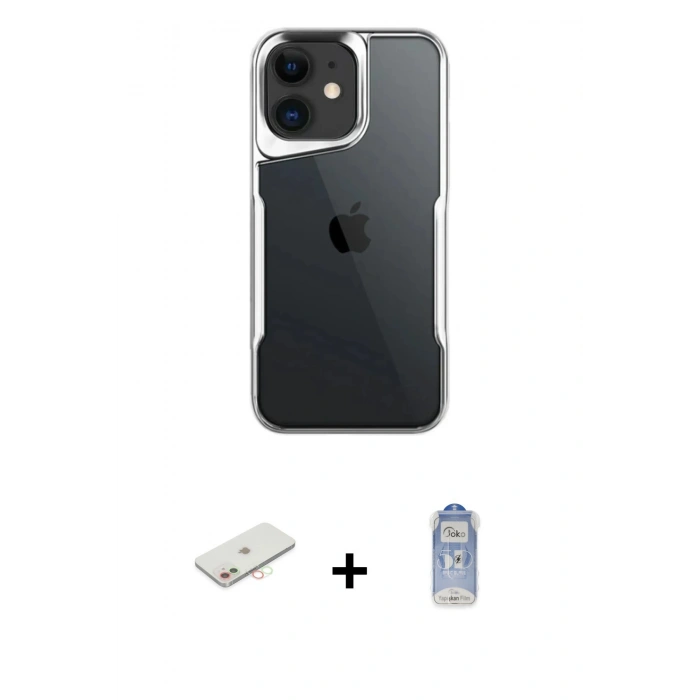 MARSİLYAN™- iPhone 11 Kılıf Akış Çizgi Koleksiyonu - Siyah Joko Magic 5D Cam + Renkli Kamera Lens Koruma Cam - YL
